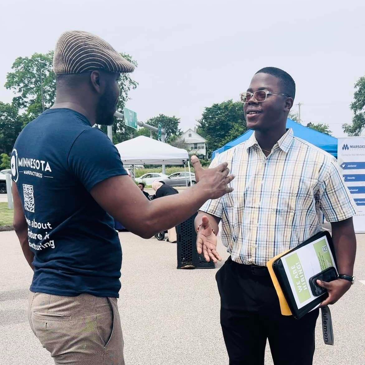 Chadwick and Job Seaker Shake Hands